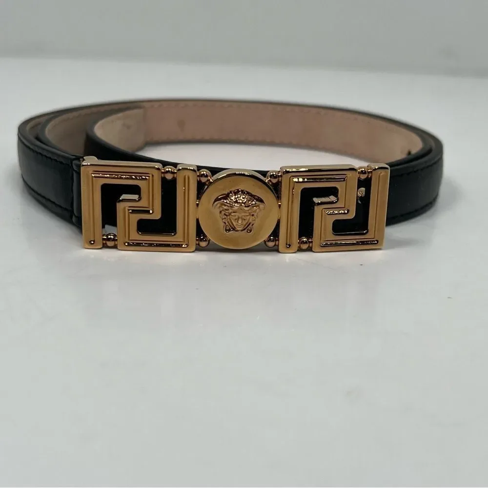 Versace Women’s Versace Medusa Plaque Buckle Belt Size 70/28 Black Thin